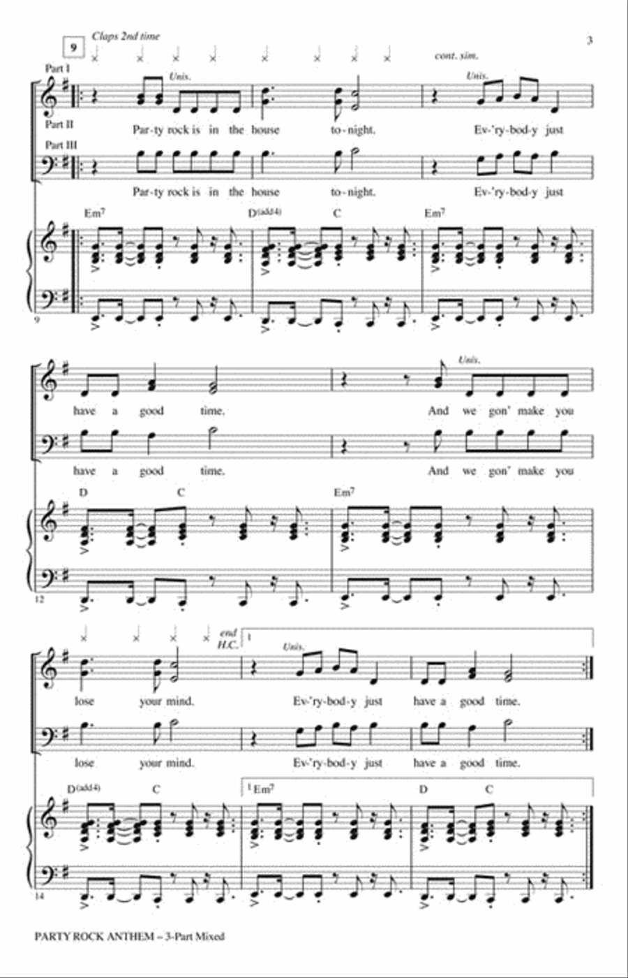 Party Rock Anthem 3-Part scores gallery preview page 3