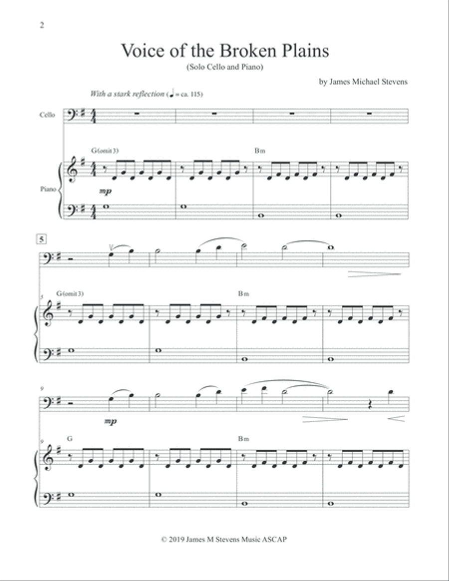 Voice of the Broken Plains - Cello & Piano Voice scores gallery preview page 2