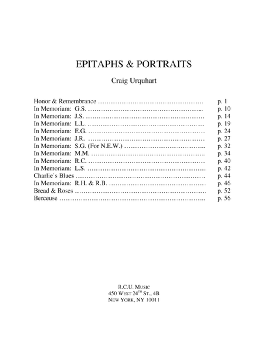 Craig Urquhart - EPITAPHS & PORTRAITS (Complete album)