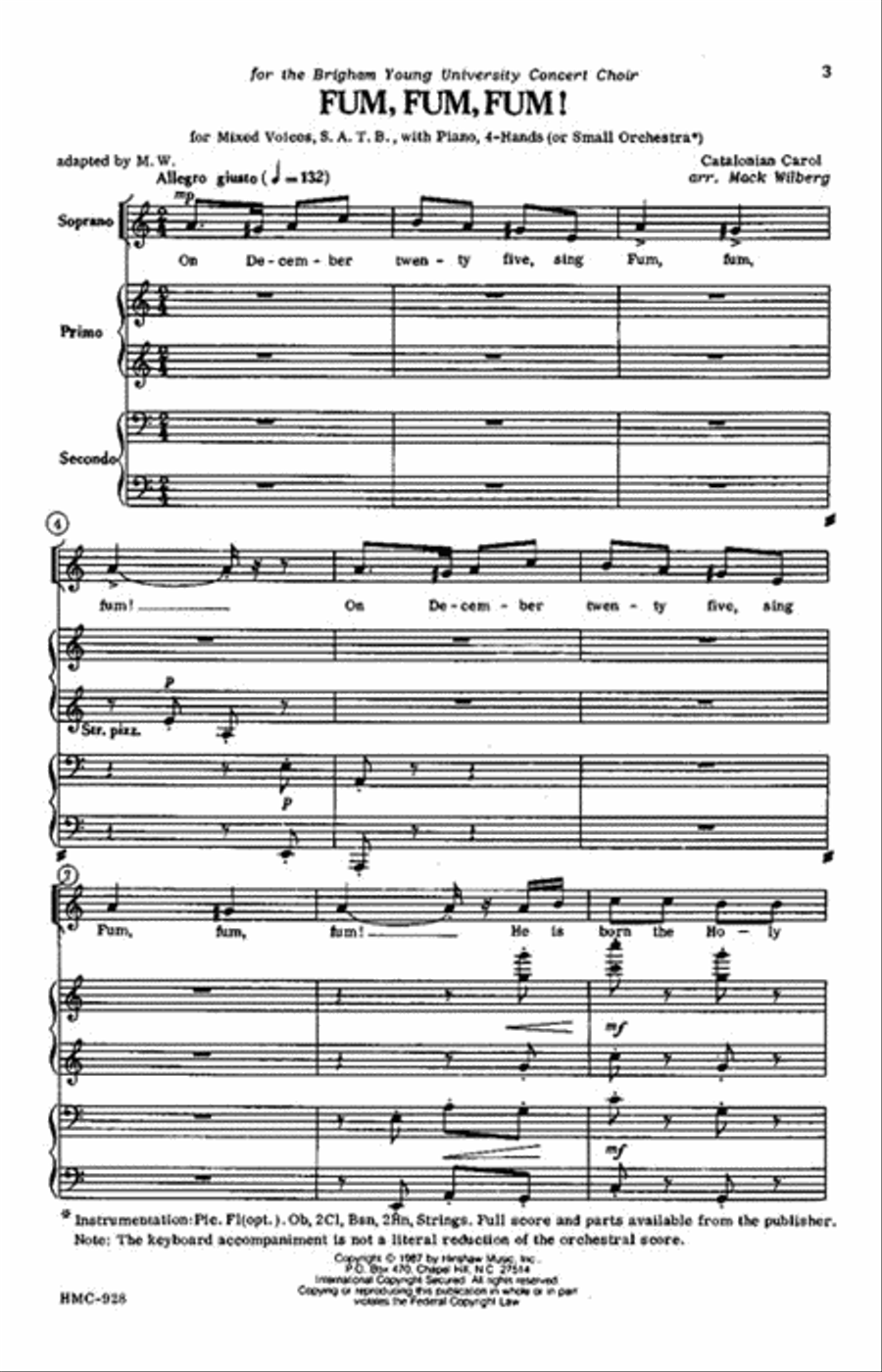 Fum, Fum, Fum! 4-Part scores gallery preview page 2