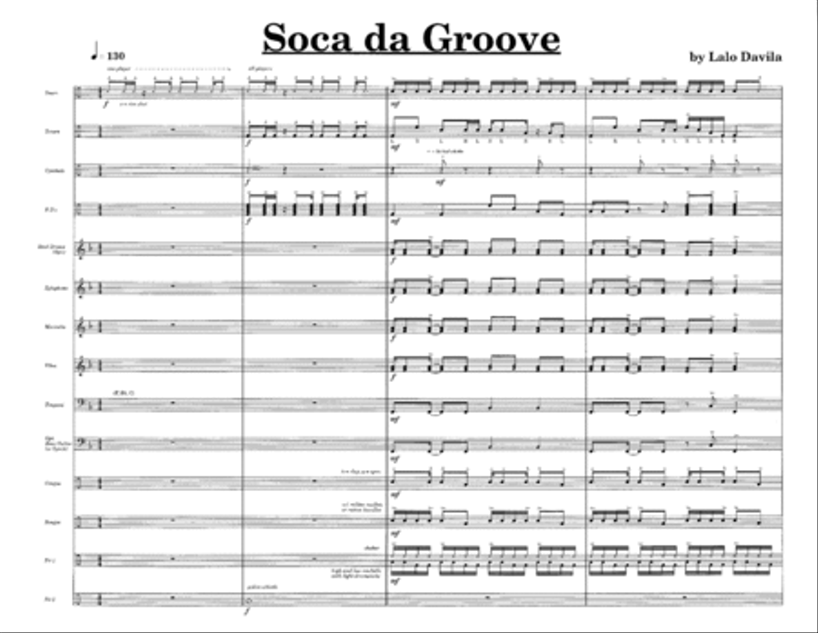 Soca da Groove w/Tutor Tracks Percussion Ensemble scores gallery preview page 3