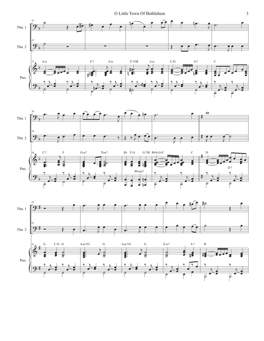 O Little Town Of Bethlehem (Trombone Duet) Trombone Duet scores gallery preview page 3
