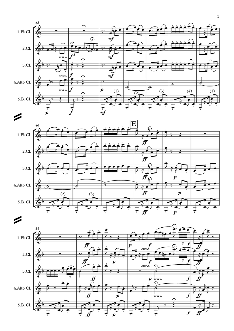 Bizet: Habanera (Carmen Suite No.2) - clarinet quintet Clarinet Quintet scores gallery preview page 3