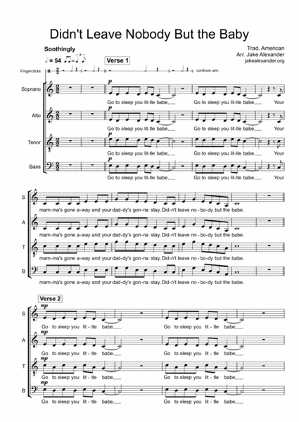 Didn't Leave Nobody but the Baby - SATB a cappella image number null