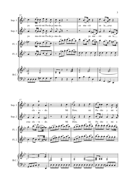 Ya murio mi redentor - Duet with two flutes and continuo - Mexican Baroque - Score Only