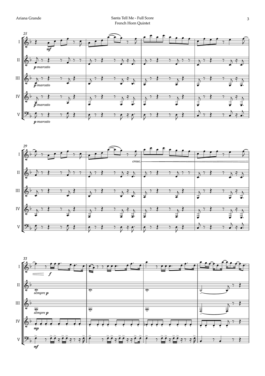 Santa Tell Me Brass Quintet scores gallery preview page 3