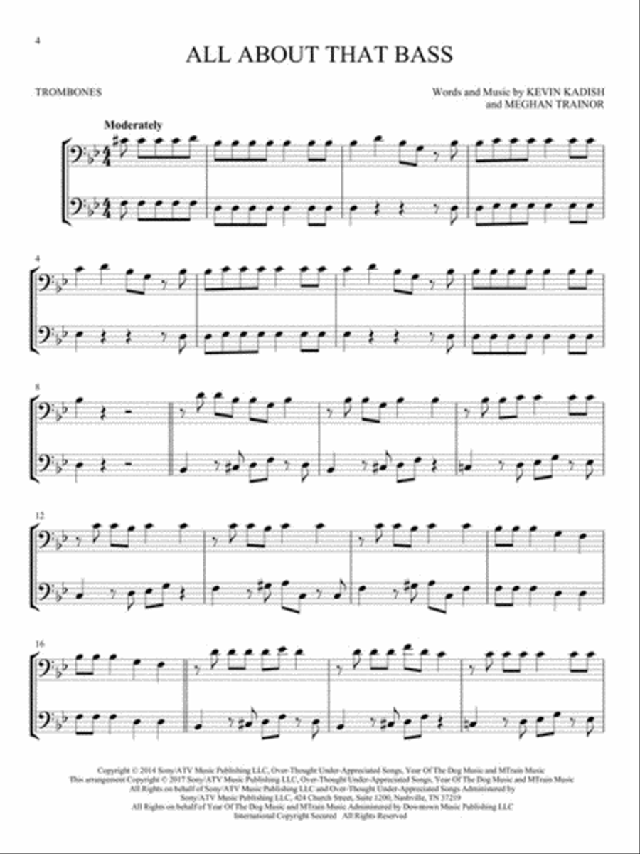 Hit Songs for Two Trombones Trombone Duet scores gallery preview page 3