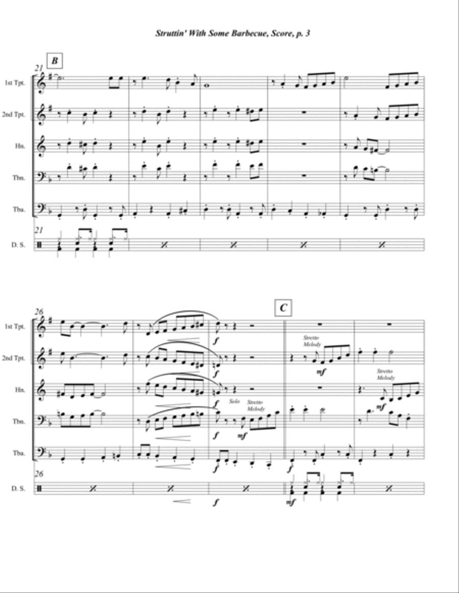 Struttin' With Some Barbecue Brass Quintet scores gallery preview page 3