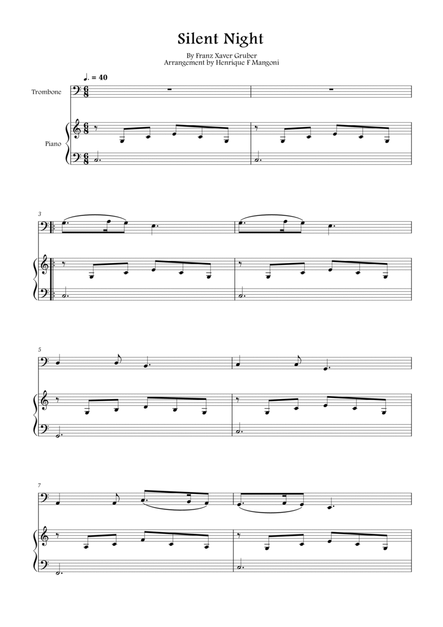 Silent Night (Stille Nacht) Easy Piano scores gallery preview page 1