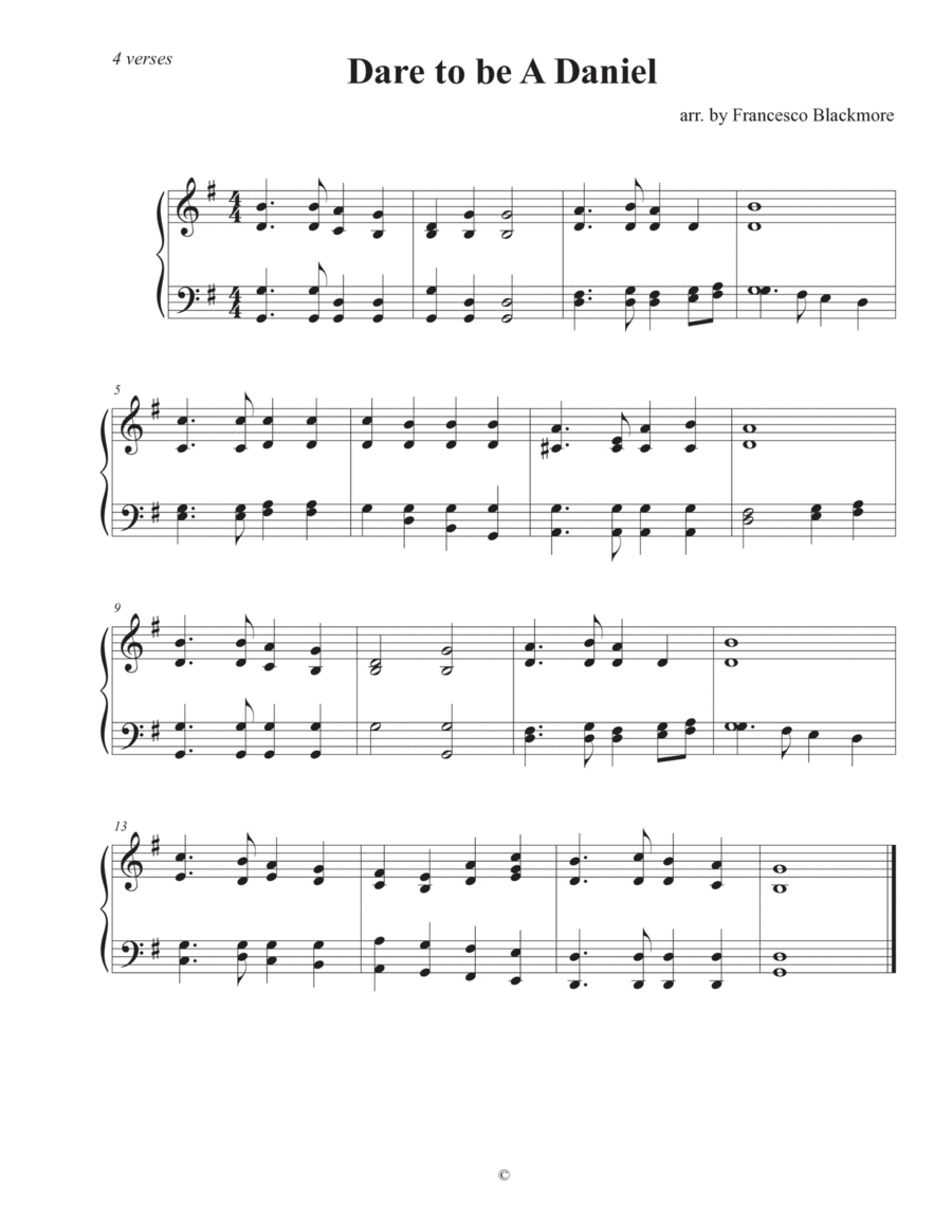 Dare To Be A Daniel Piano Solo scores gallery preview page 1