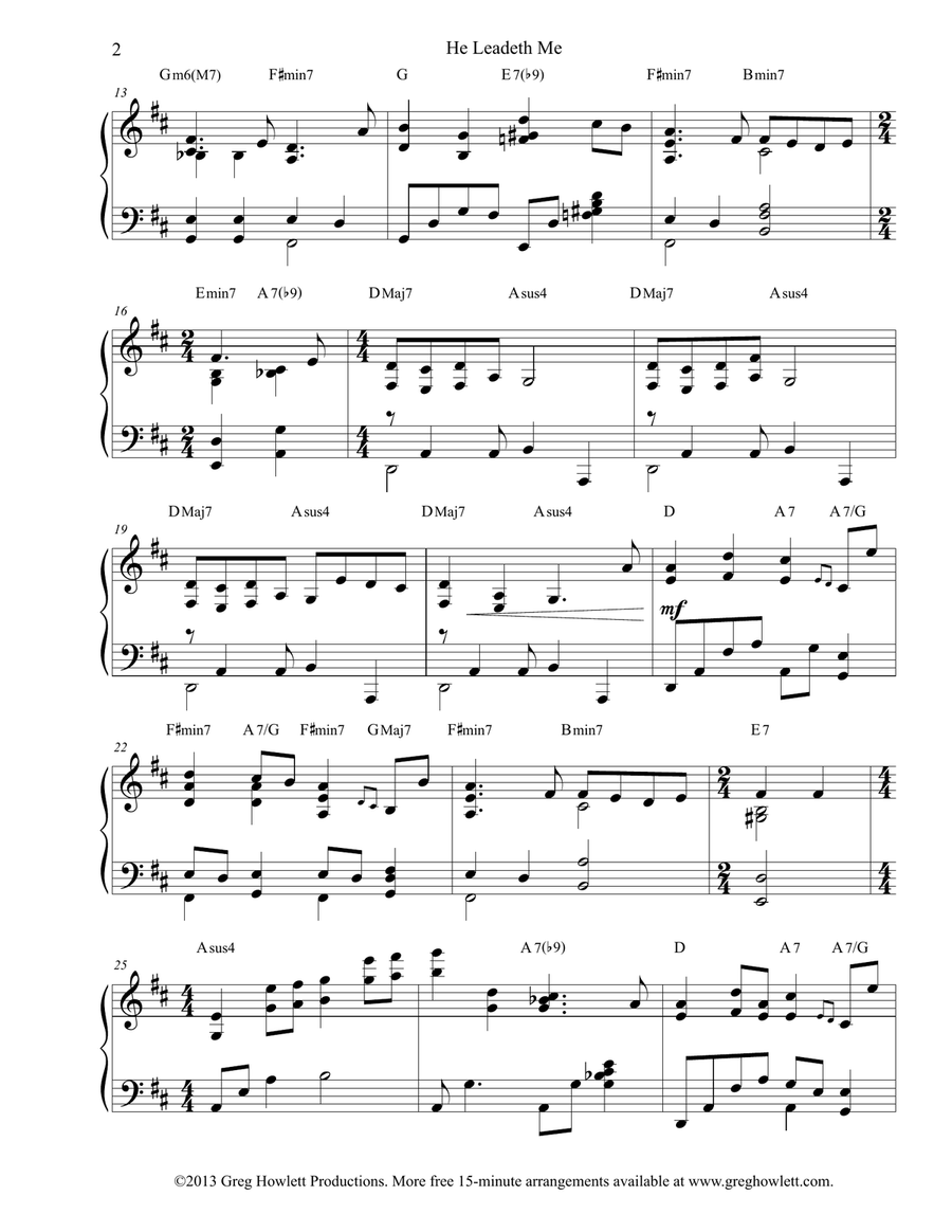 He Leadeth Me Piano Solo scores gallery preview page 2
