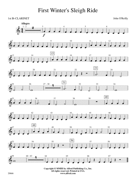 First Winter's Sleigh Ride: 1st B-flat Clarinet