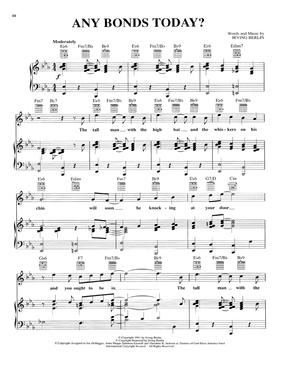 Any Bonds Today Piano, Vocal, Guitar scores gallery preview page 1