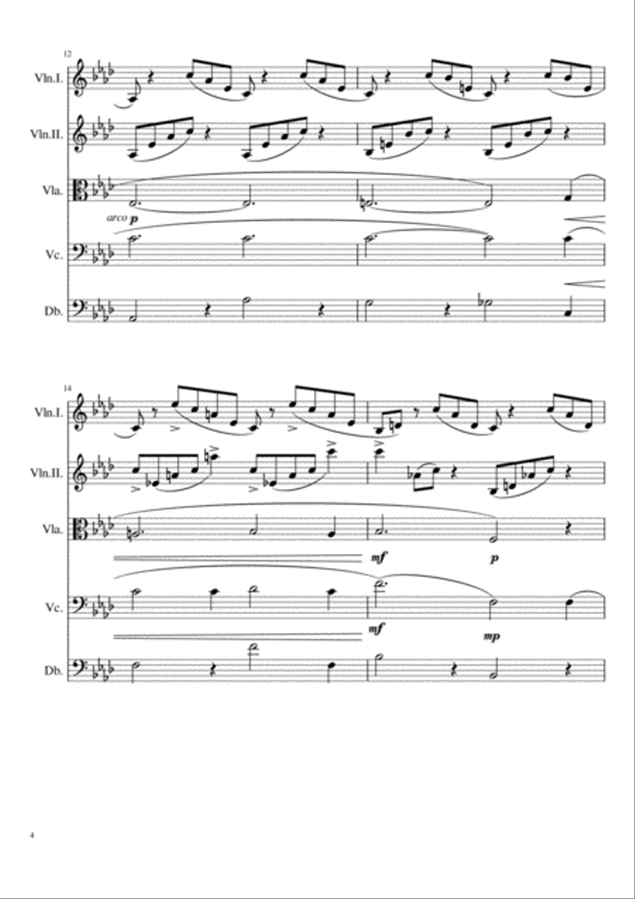 Liebestraum no.3 String Quartet scores gallery preview page 4