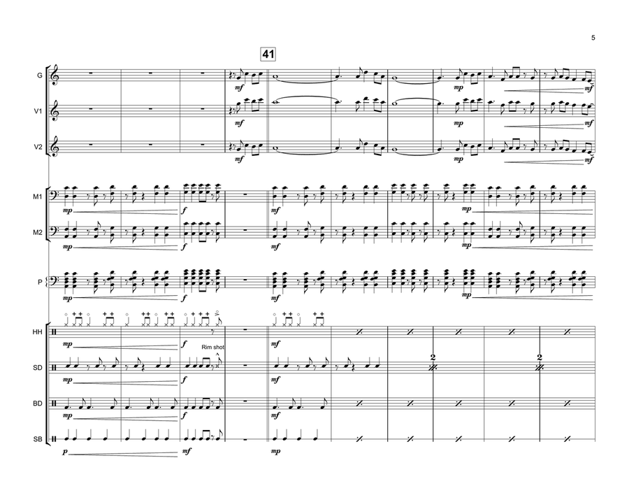 Feliz Navidad Percussion Ensemble scores gallery preview page 5