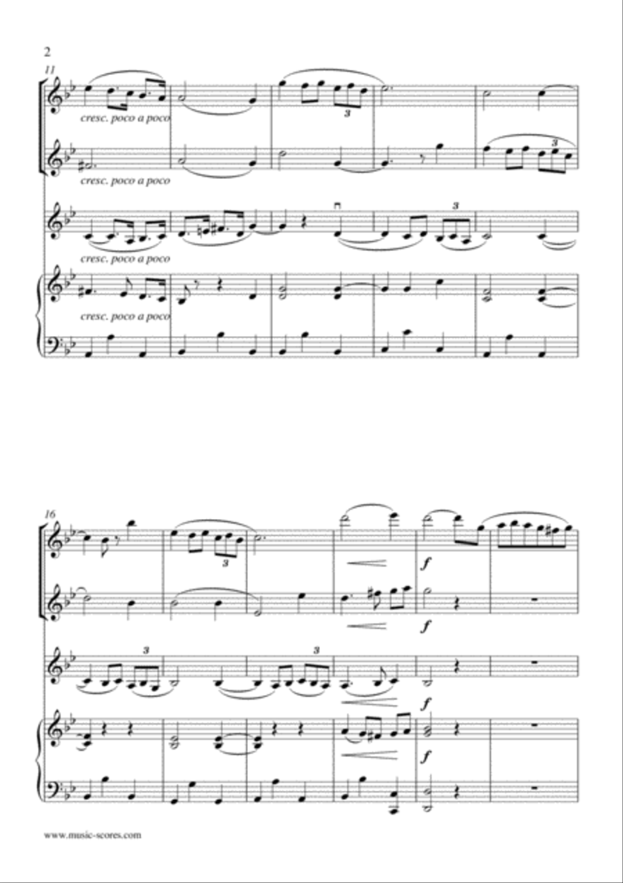 Albinoni Adagio - 2 Flutes, Violin and Piano Flute scores gallery preview page 2