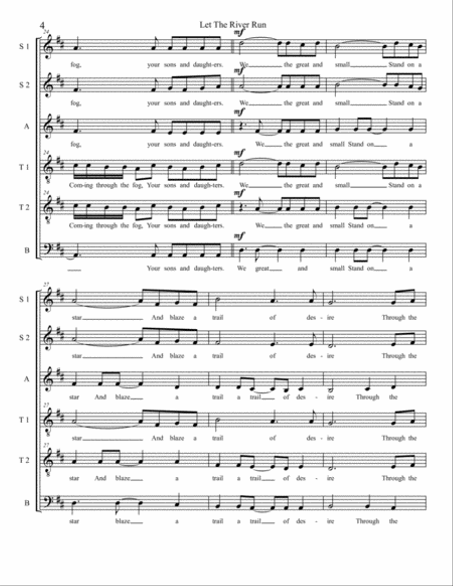 Let The River Run 4-Part scores gallery preview page 4