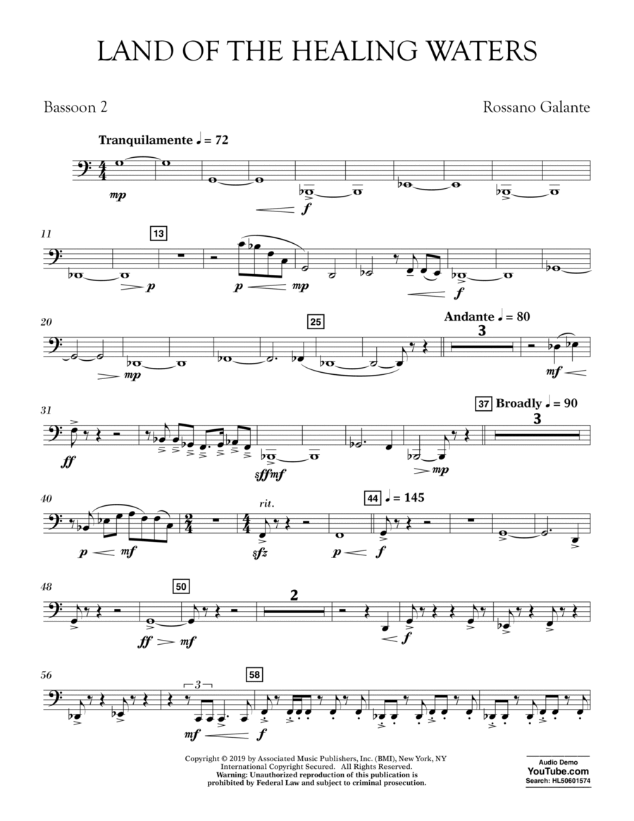 Land of the Healing Waters - Bassoon 2 Bassoon scores gallery preview page 1