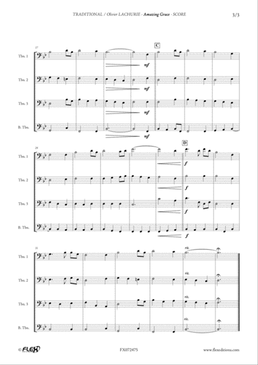 Amazing Grace Trombone Quartet scores gallery preview page 3