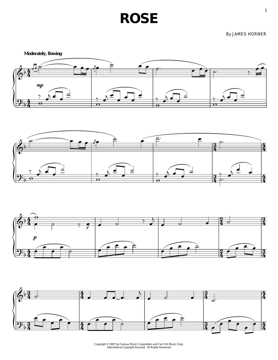 Rose Piano Solo scores gallery preview page 1