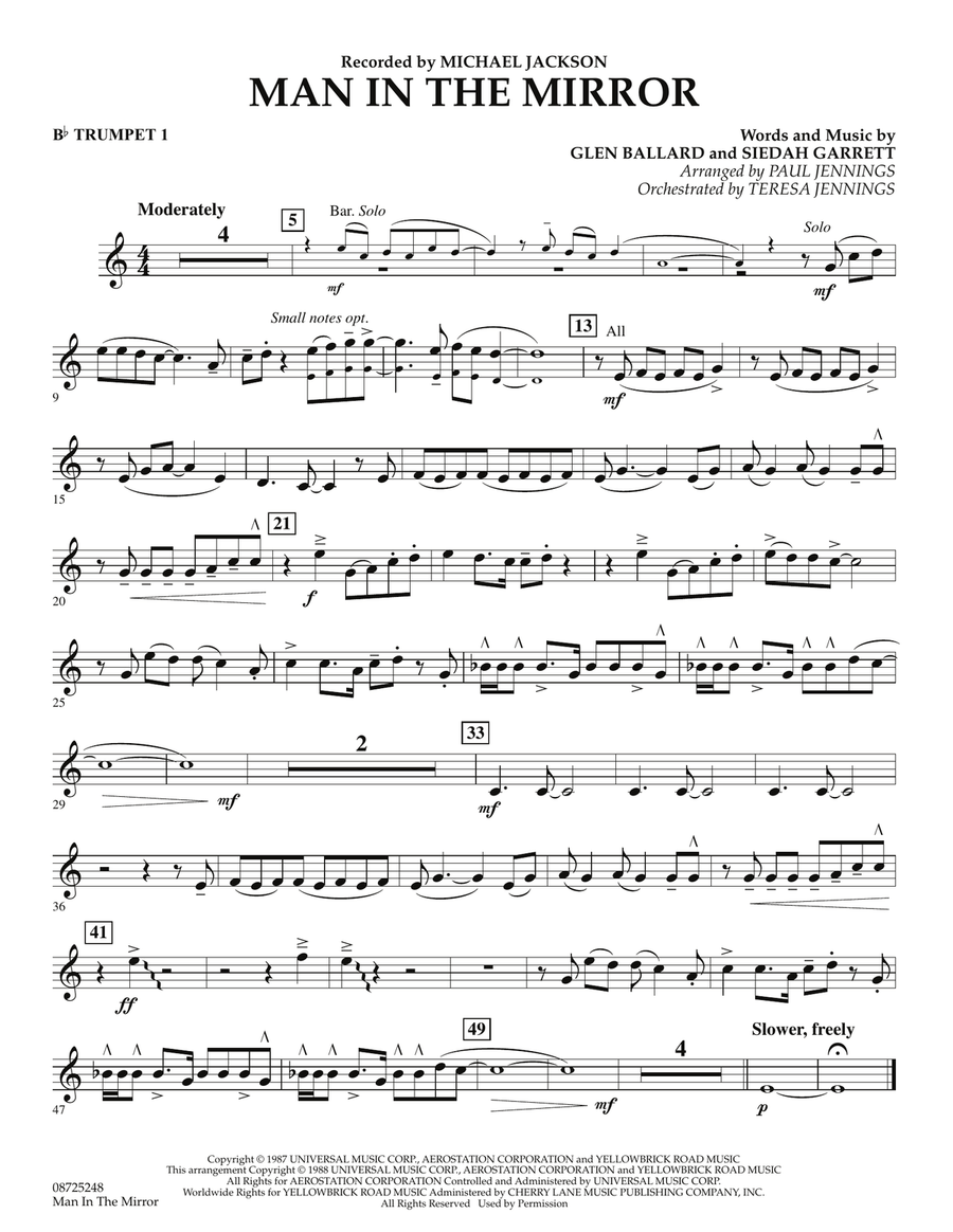 Man In The Mirror - Bb Trumpet 1 Concert Band scores gallery preview page 1