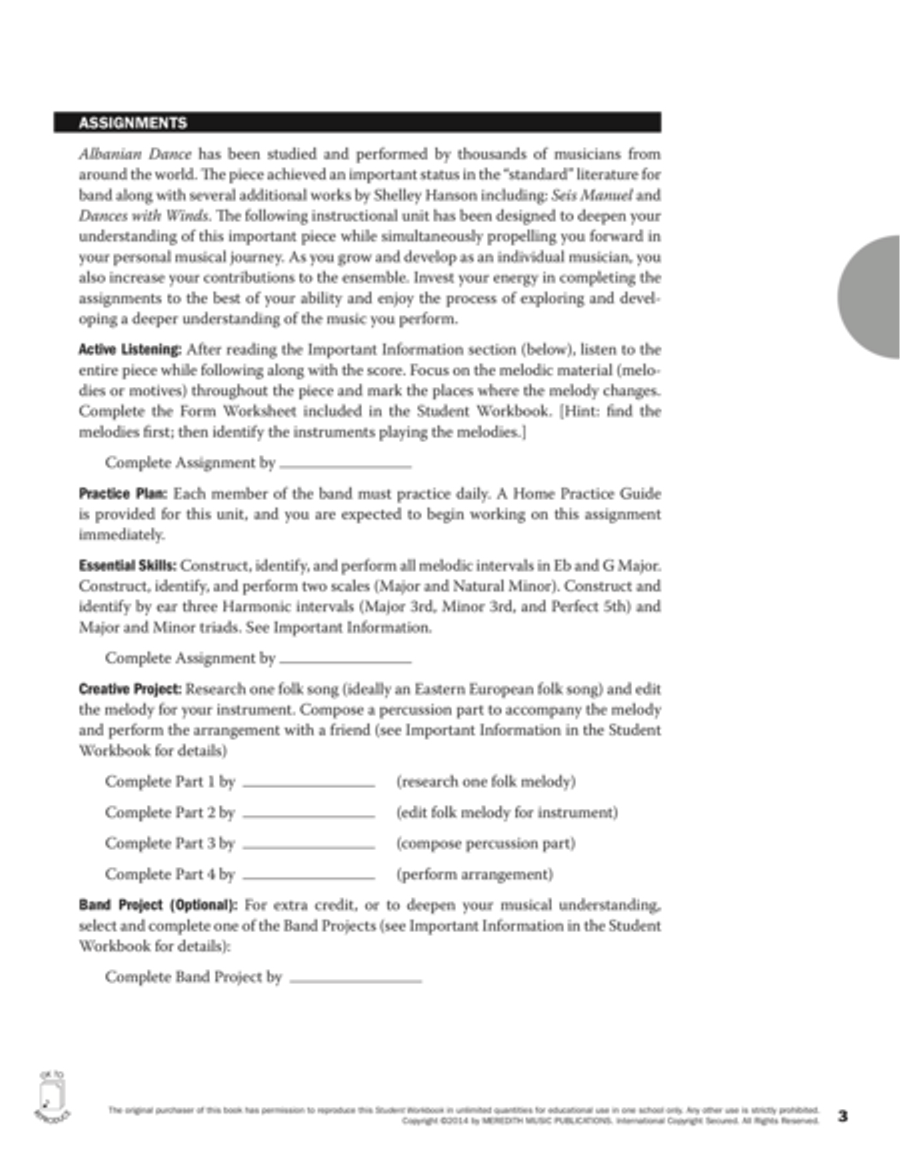 Guides to Band Masterworks, Vol. 5 - Student Workbook - Albanian Dance Activity Books scores gallery preview page 3