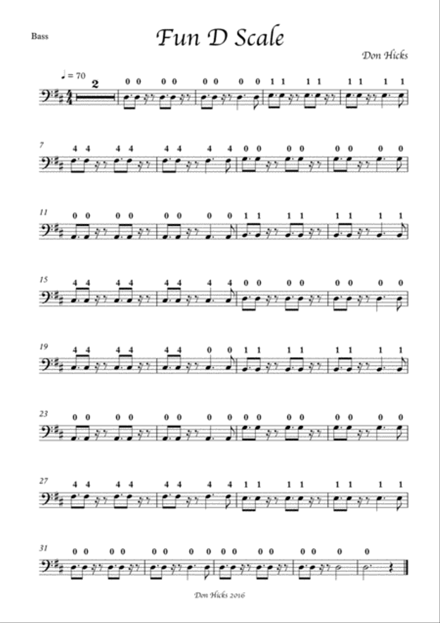 Fun D Scale for Bass Fun D Scale for Bass Double Bass scores gallery preview page 1