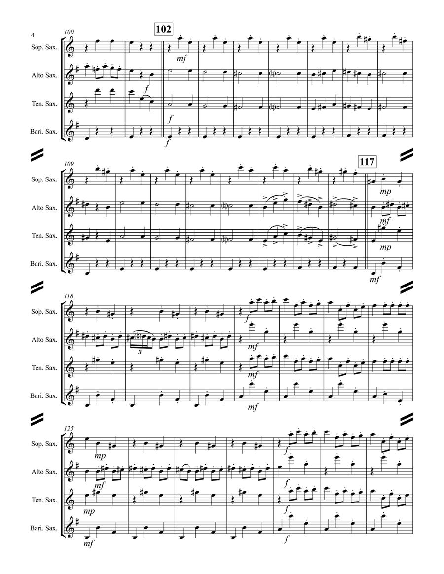Danse Macabre (for Saxophone Quartet SATB) Saxophone Quartet scores gallery preview page 5