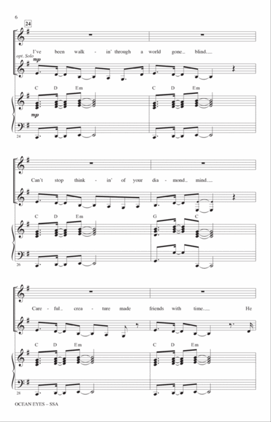 ocean eyes (arr. Roger Emerson) SSA scores gallery preview page 5