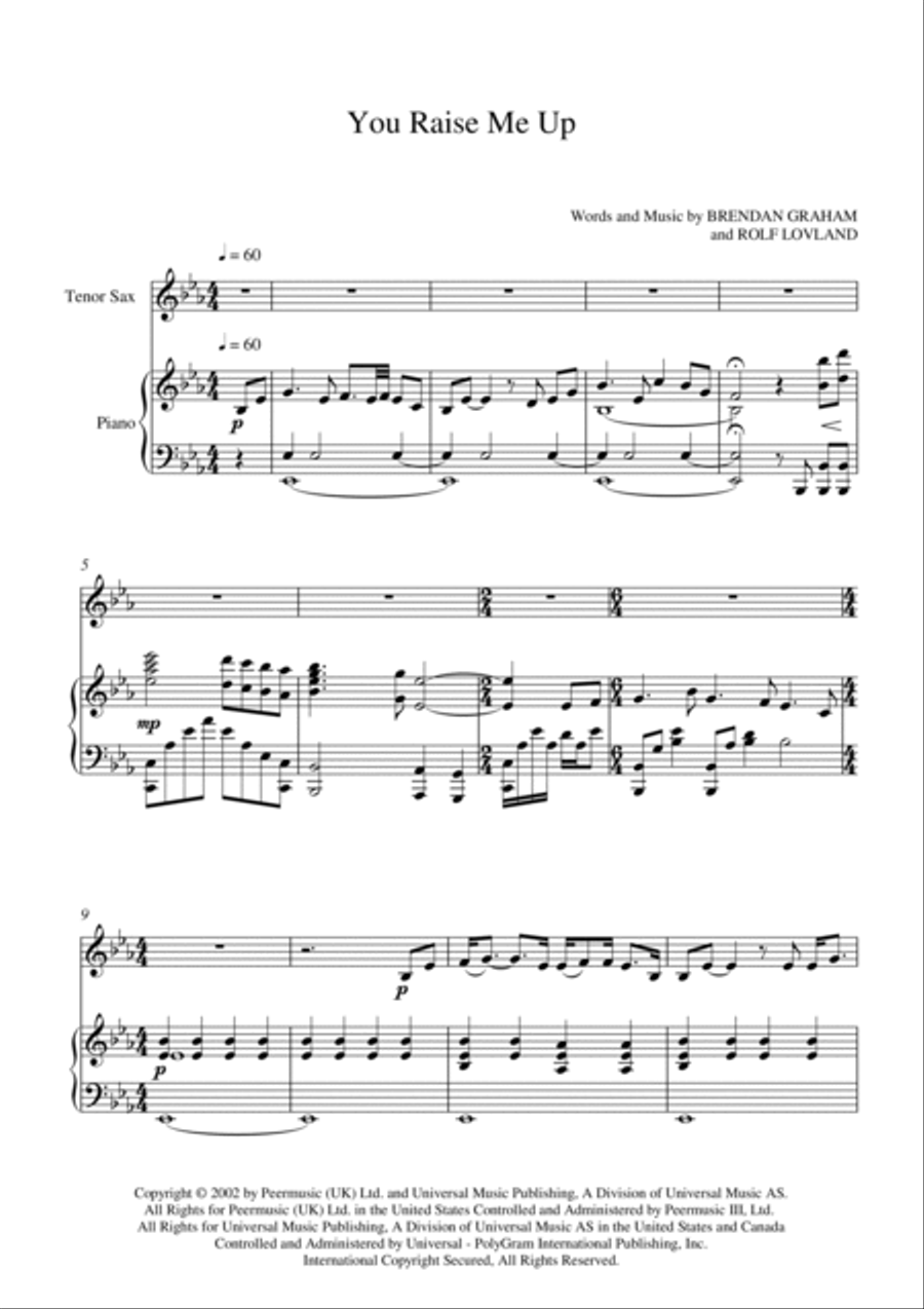 You Raise Me Up Tenor Saxophone scores gallery preview page 3