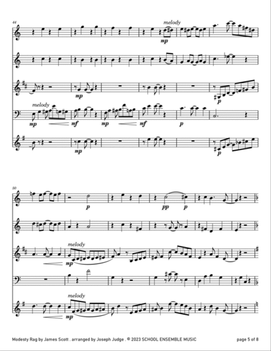 Modesty Rag by James Scott for Woodwind Quartet in Schools Woodwind Quartet scores gallery preview page 5