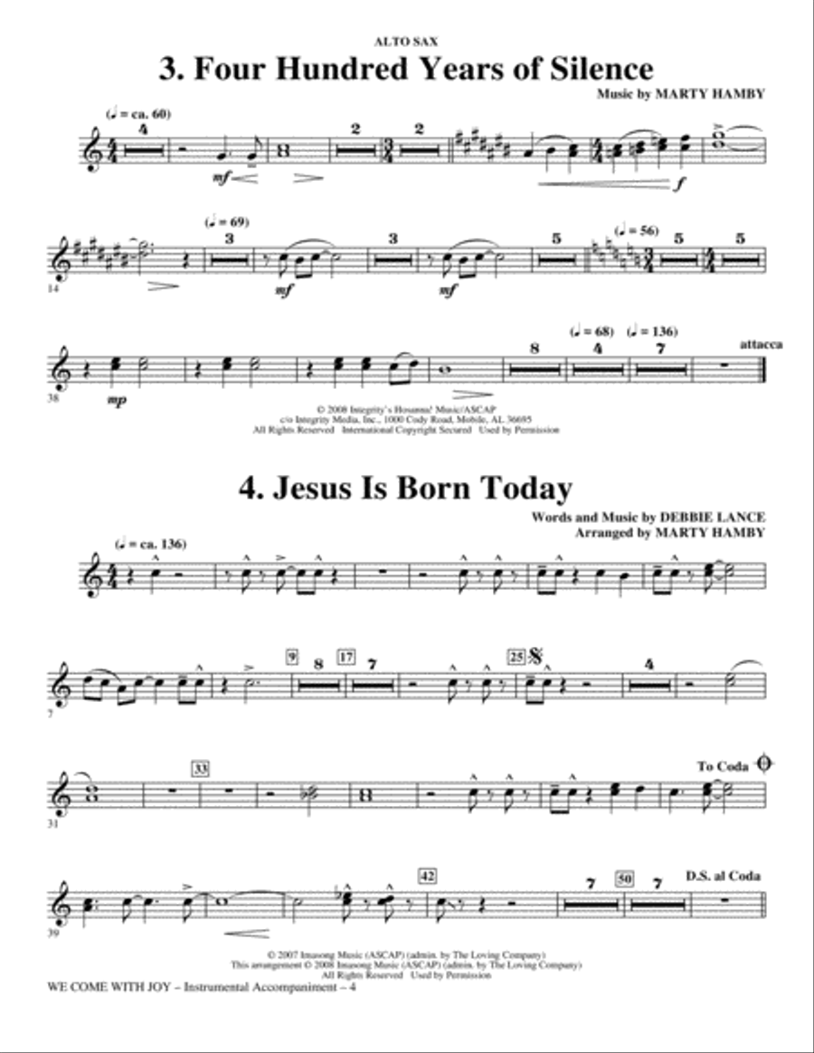 We Come With Joy Orchestration - Alto Sax Choir scores gallery preview page 4