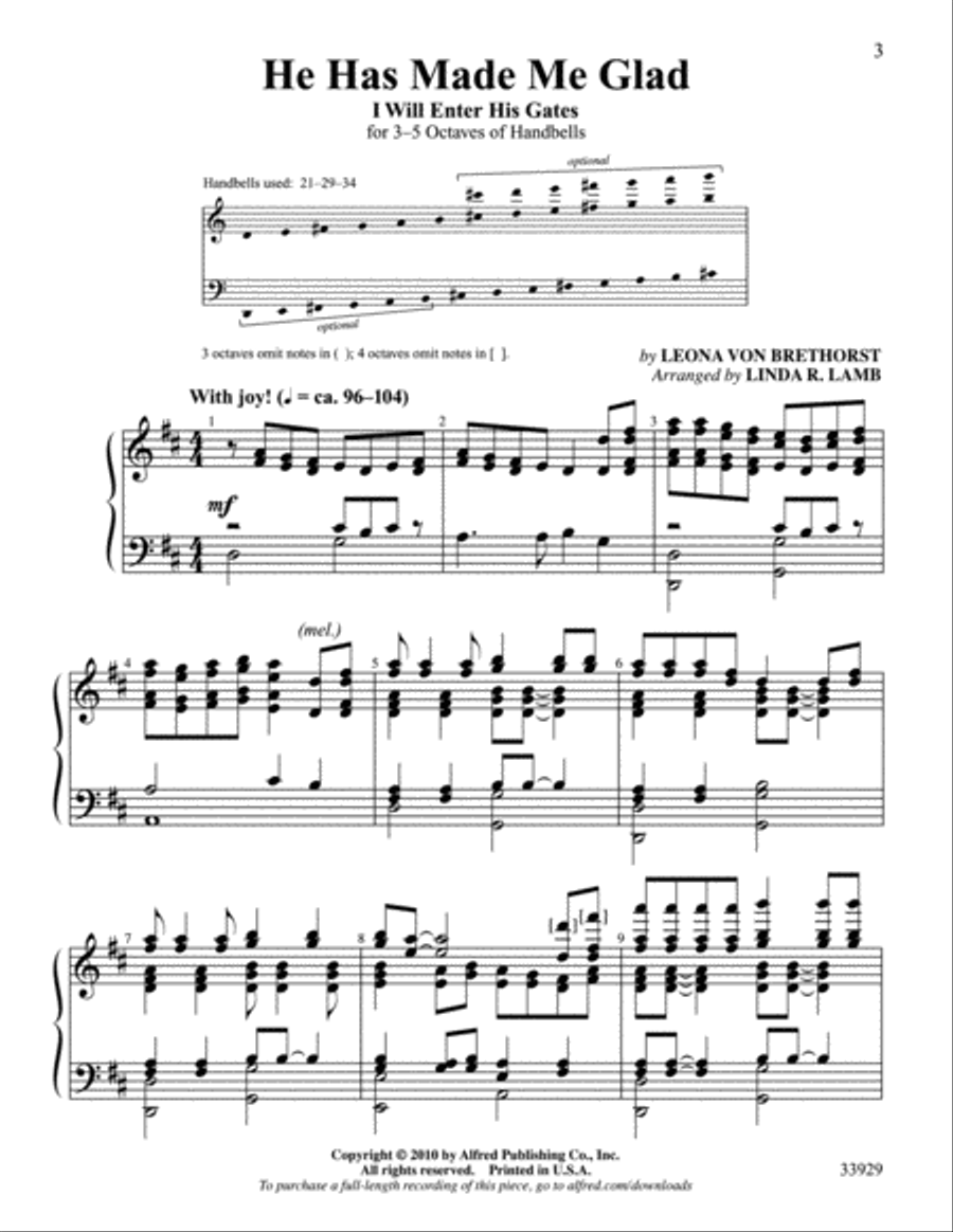 He Has Made Me Glad He Has Made Me Glad Handbell Choir scores gallery preview page 2
