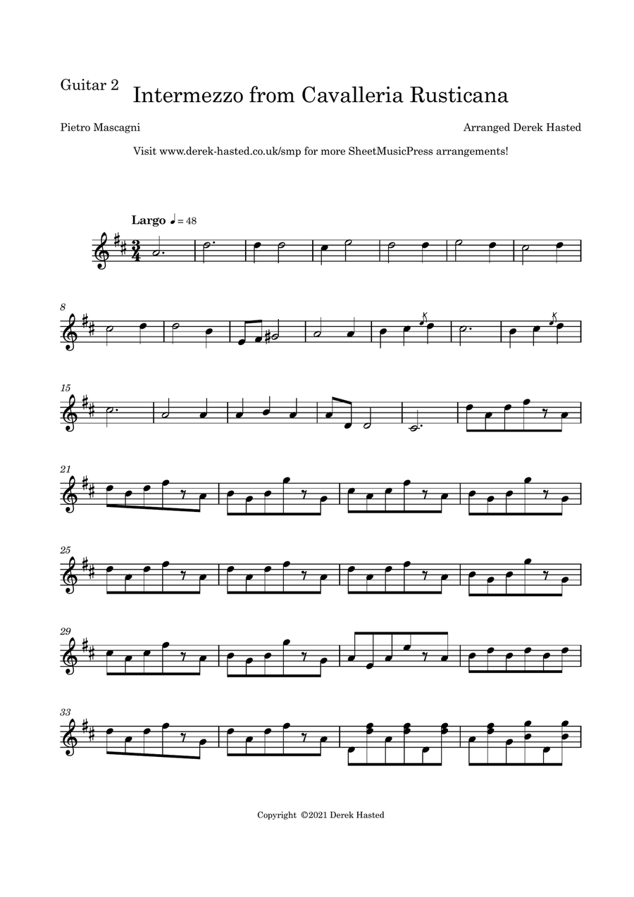 Intermezzo from Cavalleria Rusticana - 4 intermediate guitars Guitar Ensemble scores gallery preview page 6