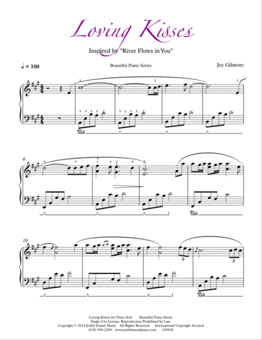 Loving Kisses in Chinese 愛的親吻 Piano Solo scores gallery preview page 2