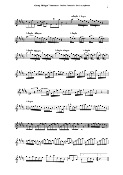 Georg Philipp Telemann: 12 Fantasias for Flute without Bass, TWV 40:2-13, adapted for saxophone (any