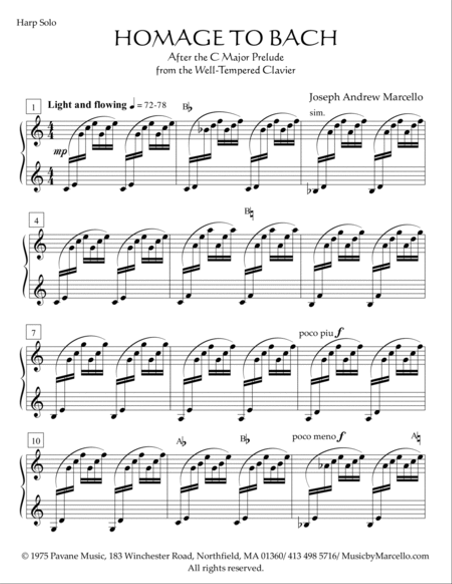 Homage to Bach - Solo Harp Harp scores gallery preview page 2