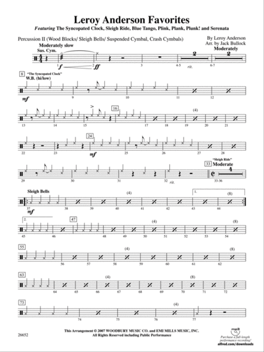 Leroy Anderson Favorites: 2nd Percussion Full Orchestra scores gallery preview page 1