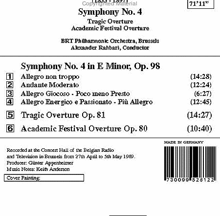 Symphony No. 4 / Tragic Overture image number null