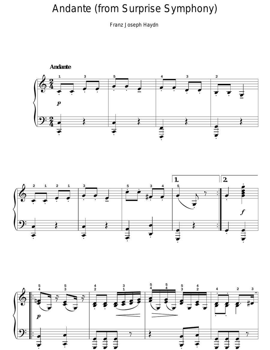 Symphony No. 94 Surprise (2nd Movement) Voice scores gallery preview page 1