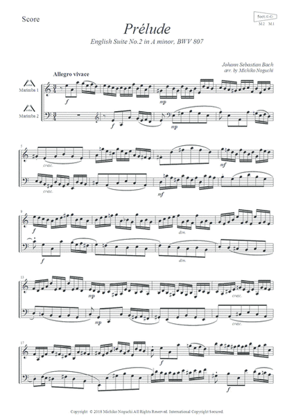 J.S.Bach / "Prelude" from English Suite No.2 in A minor, BWV 807 image number null