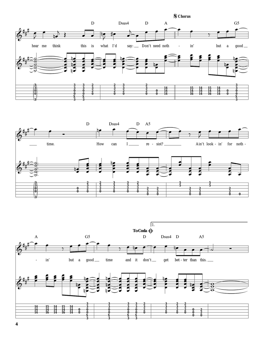 Nothin' But A Good Time Acoustic Guitar scores gallery preview page 4