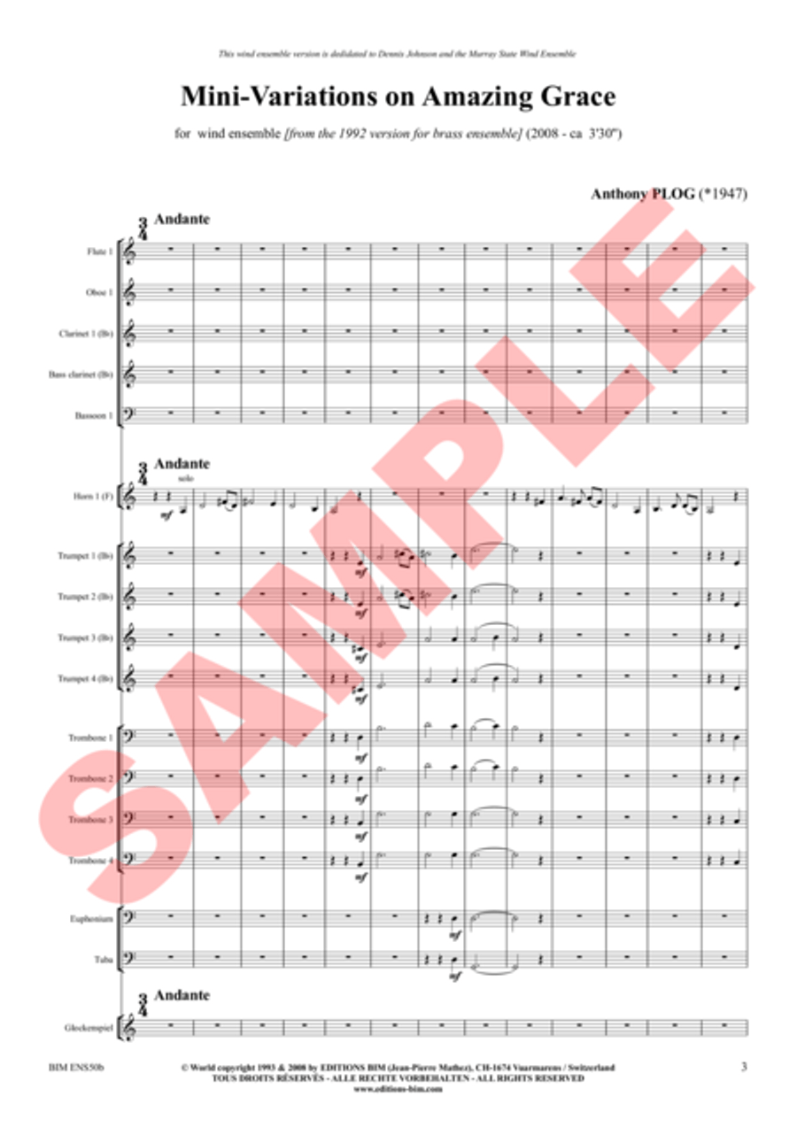 Mini-Variations on Amazing Grace Bass Clarinet scores gallery preview page 2