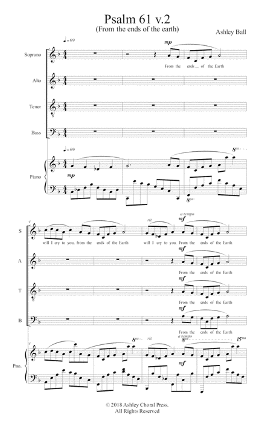 From the ends of the earth Psalm 61 v. 2 4-Part scores gallery preview page 3