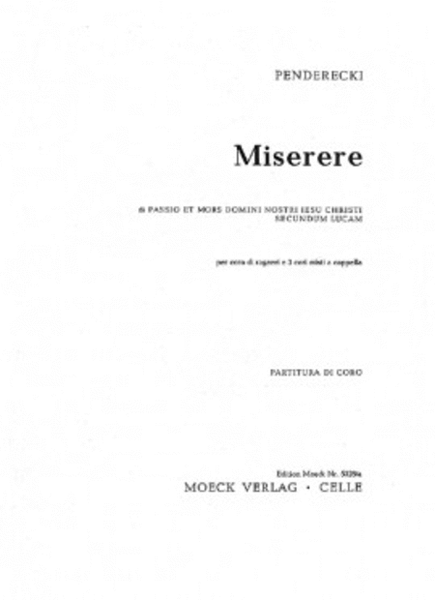 Miserere 'passio Et Mors Domini' Choral Score Children's Choir And 3 Mixed Choirs