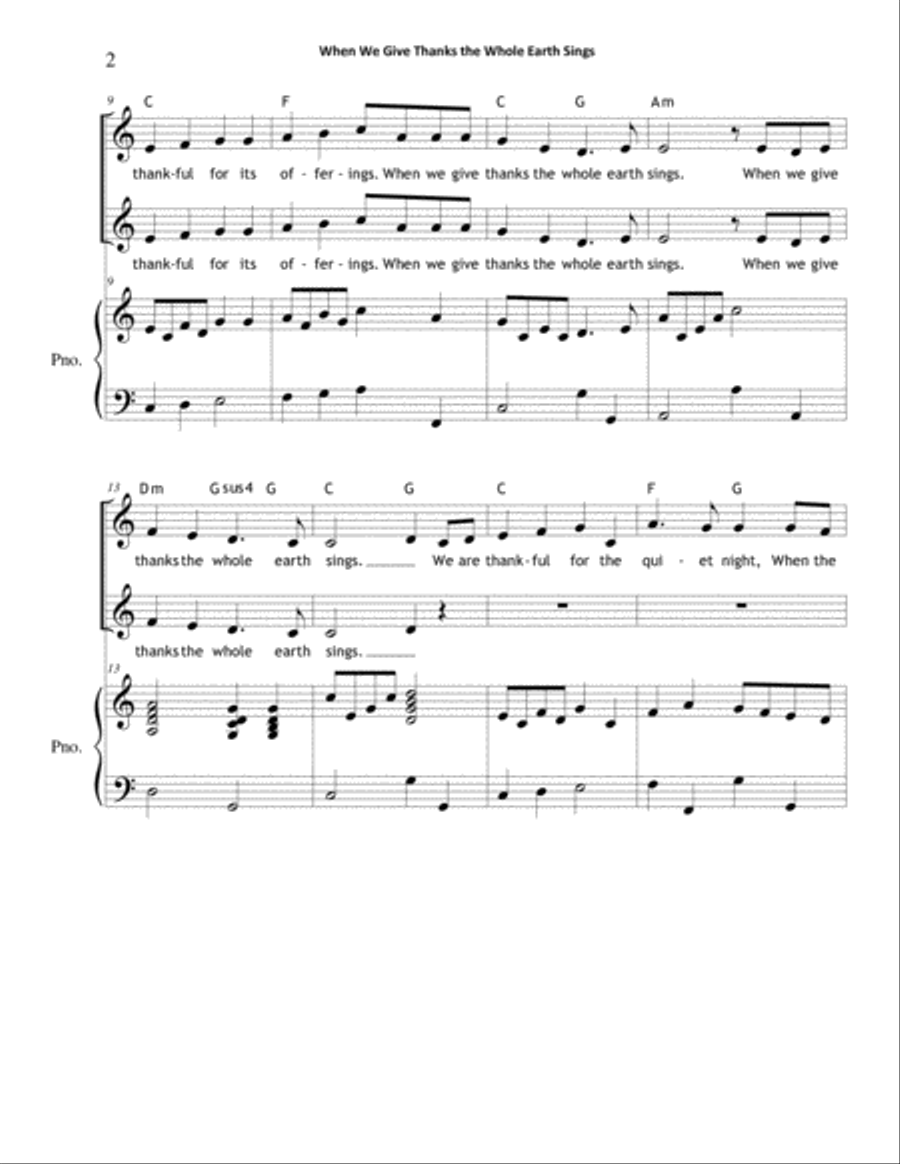 When We Give Thanks the Whole Earth Sings (SA-2-Part) SA scores gallery preview page 2