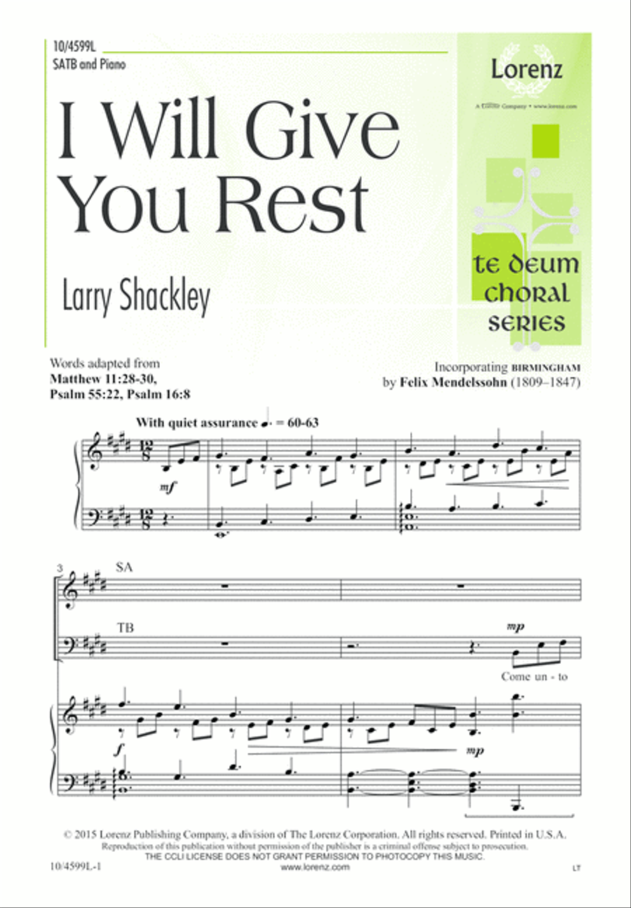 I Will Give You Rest 4-Part scores gallery preview page 1