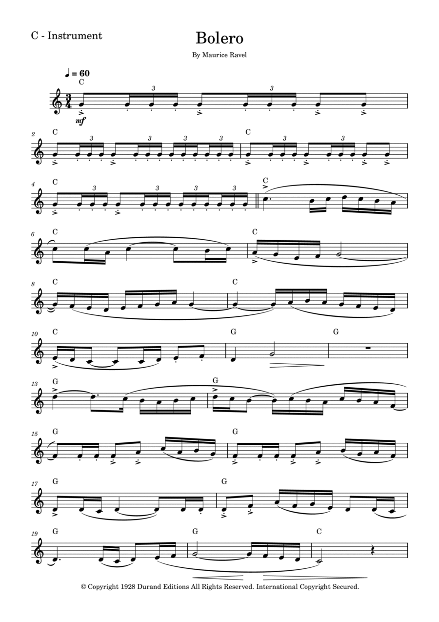 Bolero Ravel Bolero Ravel Flute Solo scores gallery preview page 1