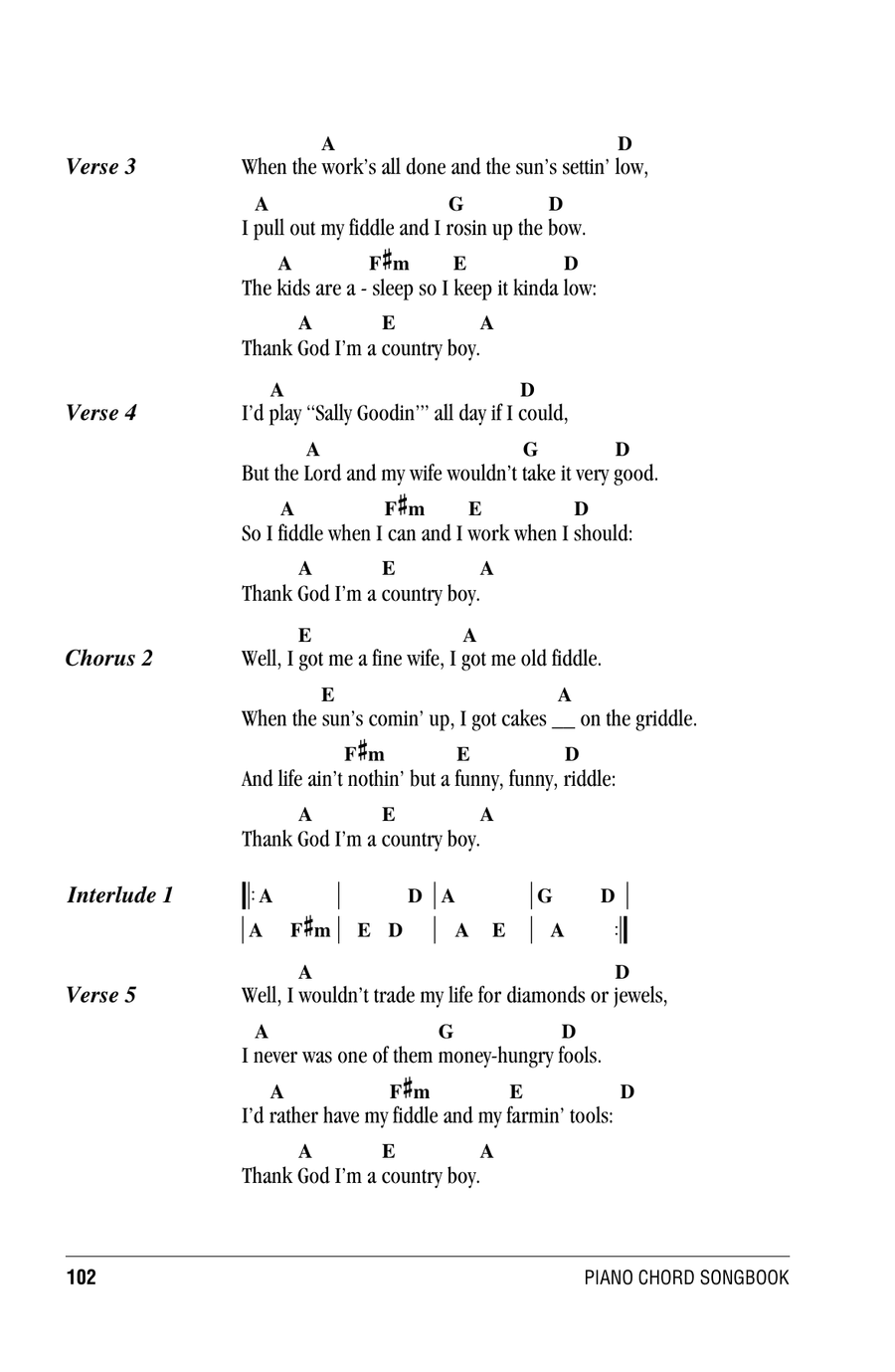 Thank God I'm A Country Boy Piano scores gallery preview page 2