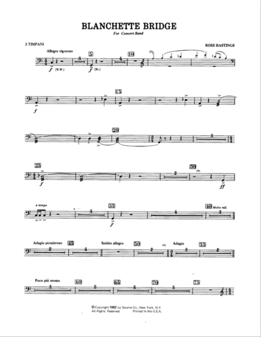 Blanchette Bridge - Timpani (3) Concert Band scores gallery preview page 1